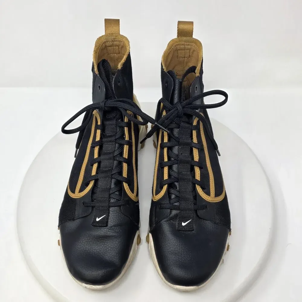 Nike React Ianga THE10TH Athletic Shoes Mens Size 12 Black Gold AV5555-001